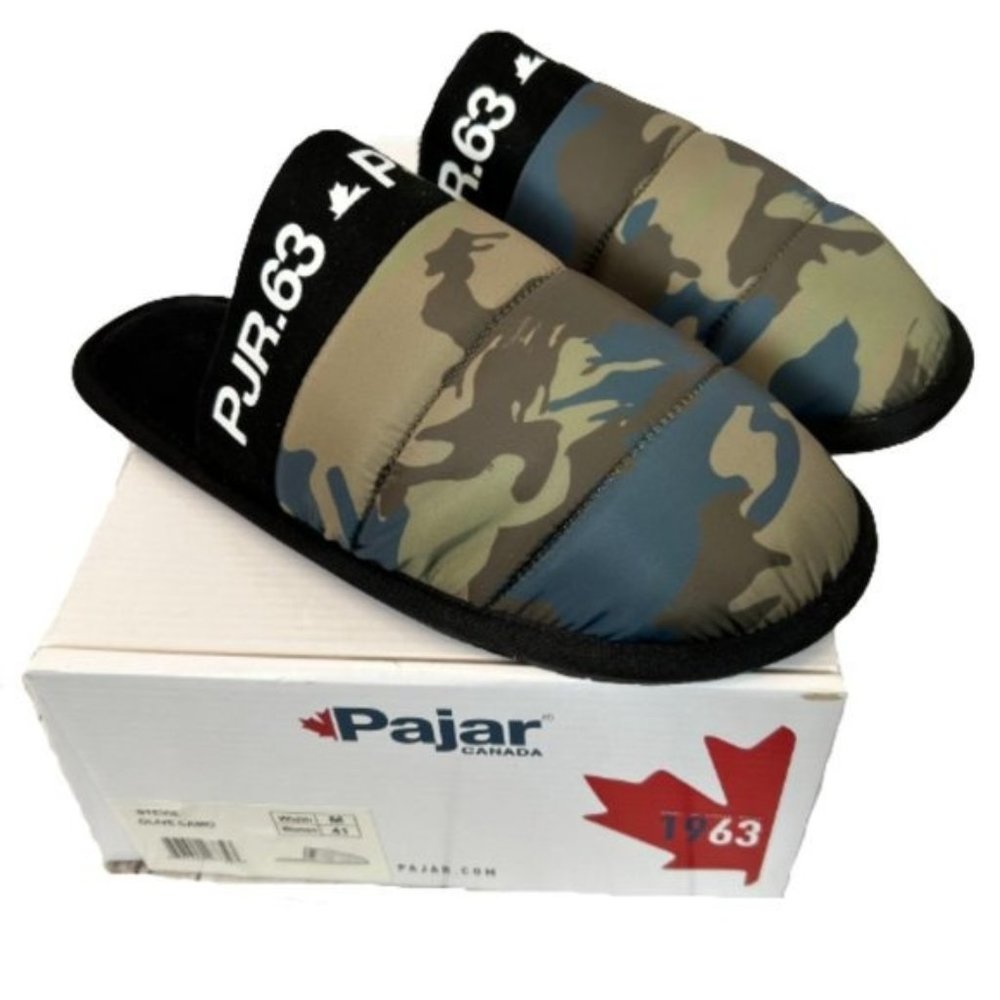 Pajar Canada Stevie Camo Slip On Slippers Rubber Bottom EU Size 41 = 10/10.5 NEW